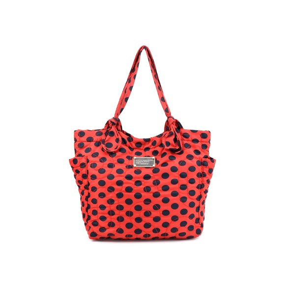 Marc Jacobs Handbags - 🎉HP🎉 Marc Jacobs Nylon Tote Nag Red W/ Blue Dots